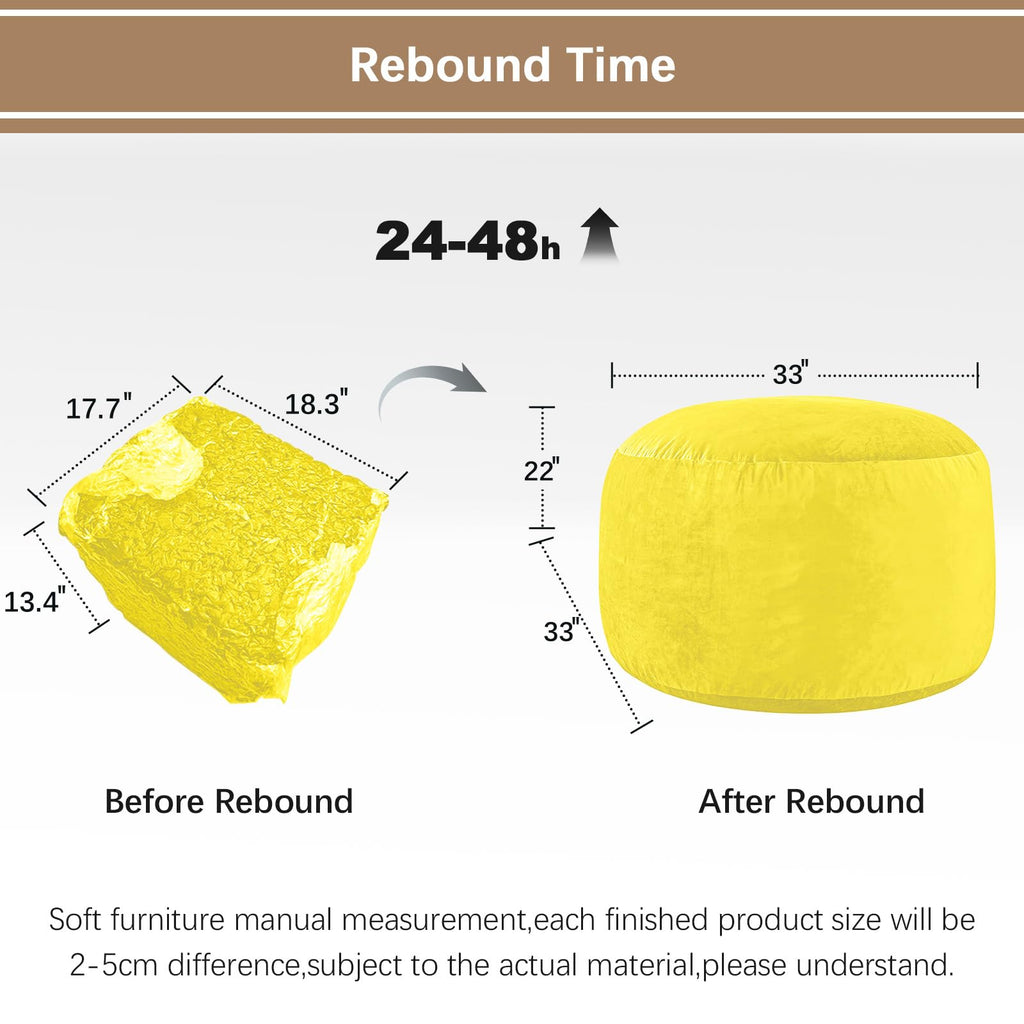 Yellow 3 ft Memory Foam Bean Bag Chair R3969