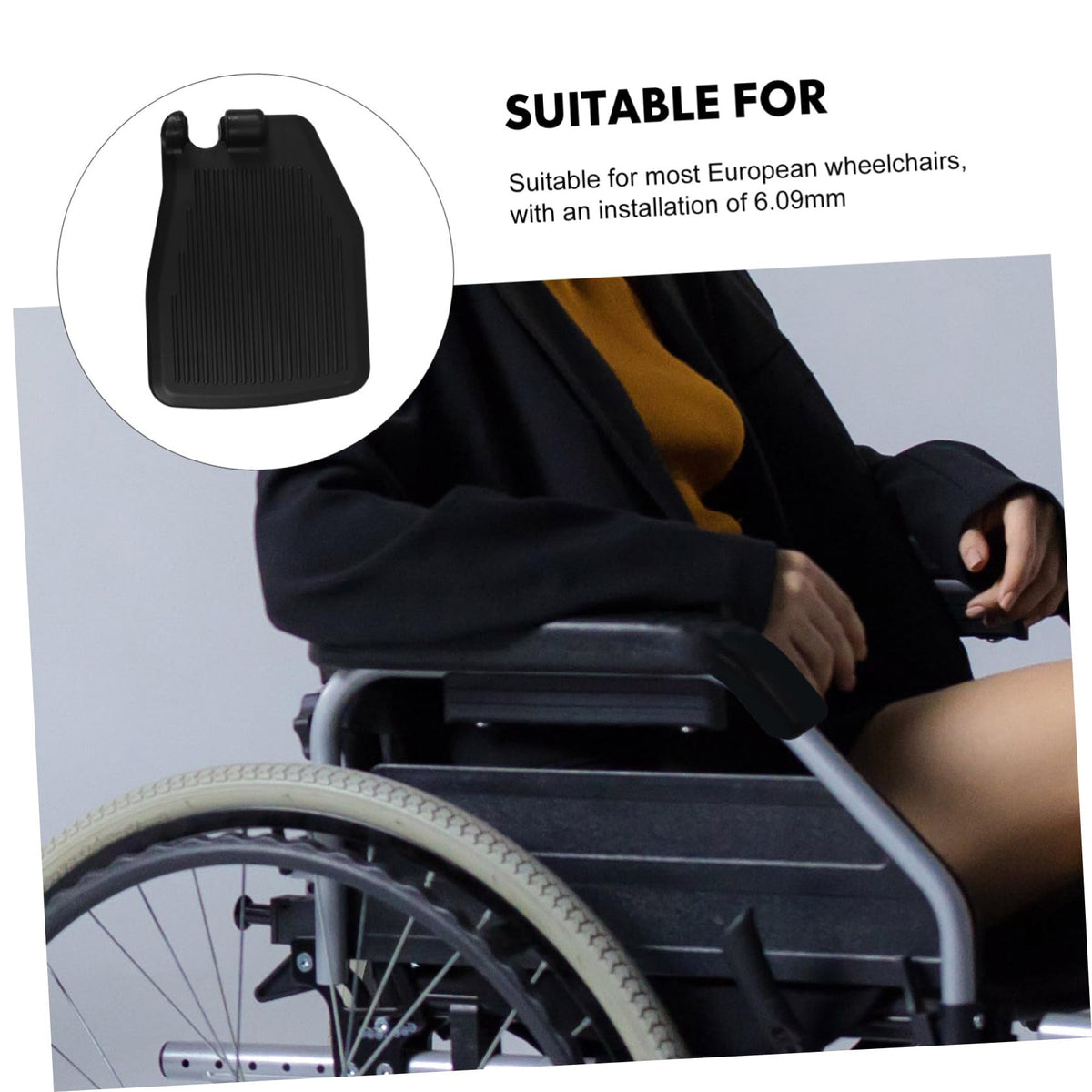 Black Wheelchair Foot Rest 1 Pair Replacement Footplates D333