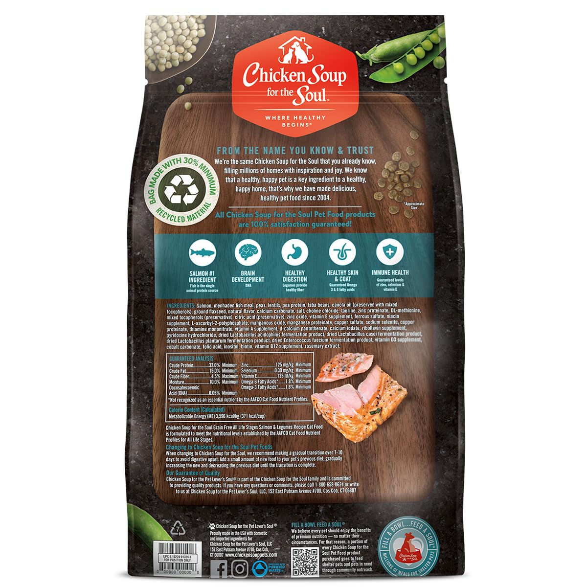 All Natural Grain-Free Dry Cat Food Salmon & Legumes 4lb Y8543