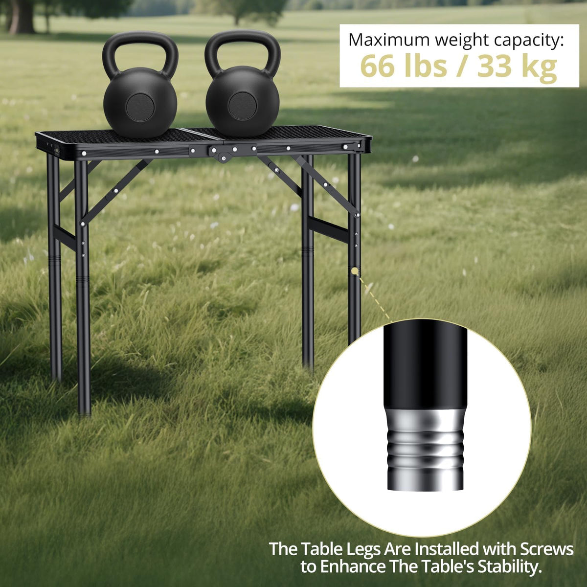 2ft Folding Camping Grill Table Black Z404
