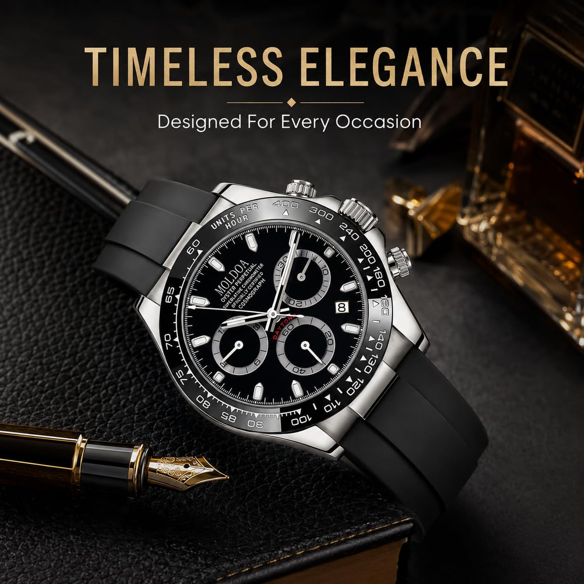 Men's Analog Quartz Chronograph Waterproof Silicone Strap Watch Q7927