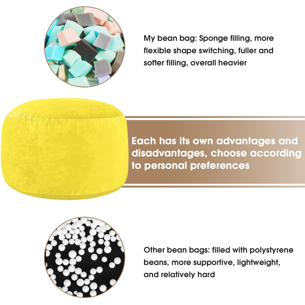 Yellow 3 ft Memory Foam Bean Bag Chair R3969