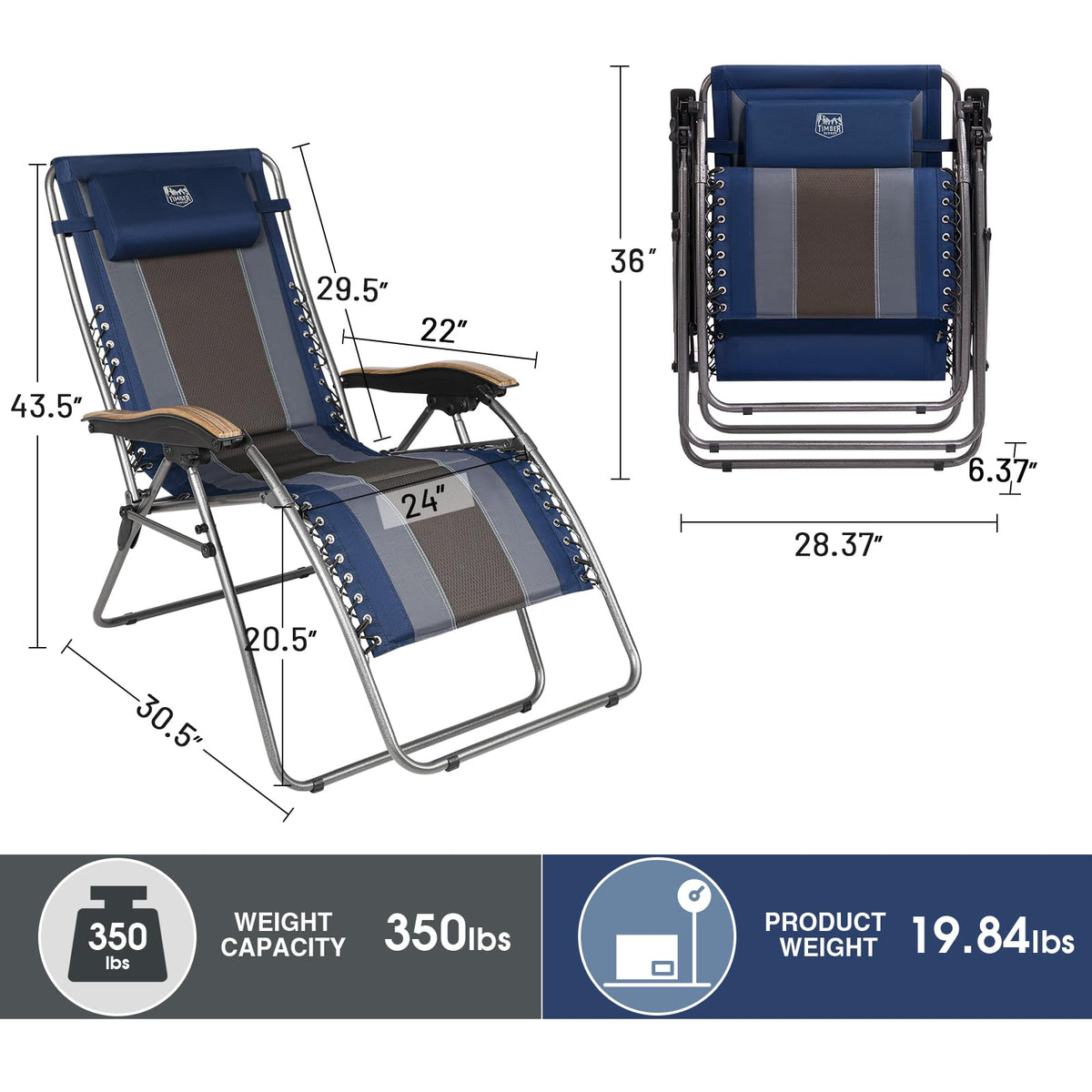 Oversized Zero Gravity Padded Reclining Lounge Chair with Cup Holder 350 lbs O561433