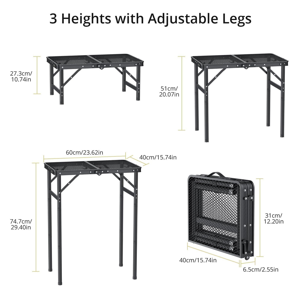 2ft Folding Camping Grill Table Black Z404