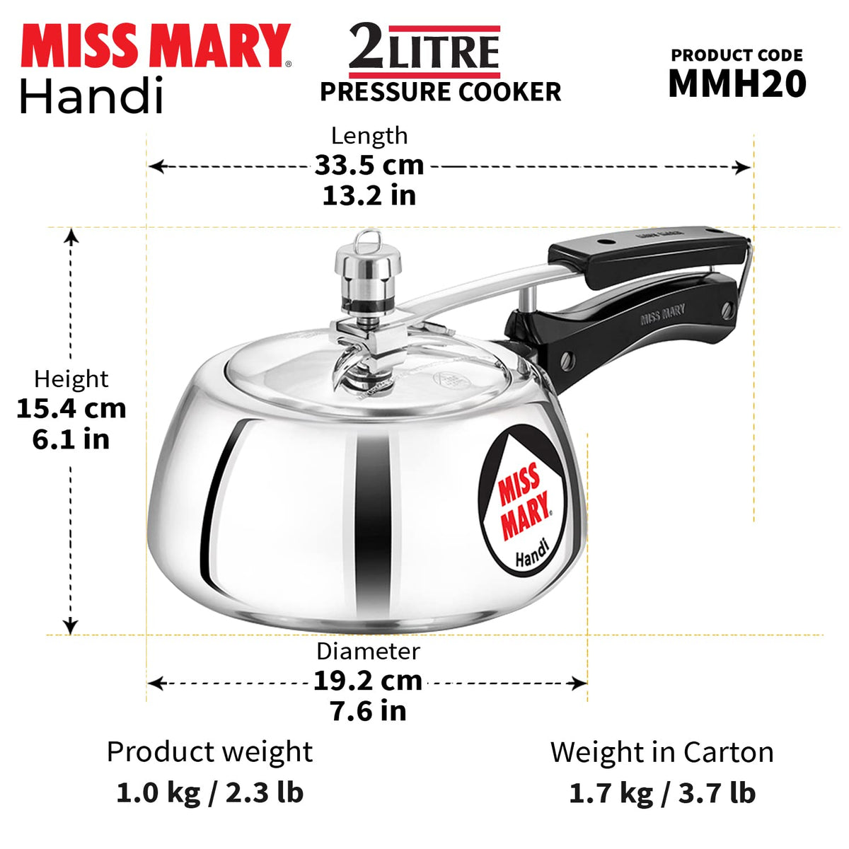 2 Litre Aluminium Pressure Cooker J298431