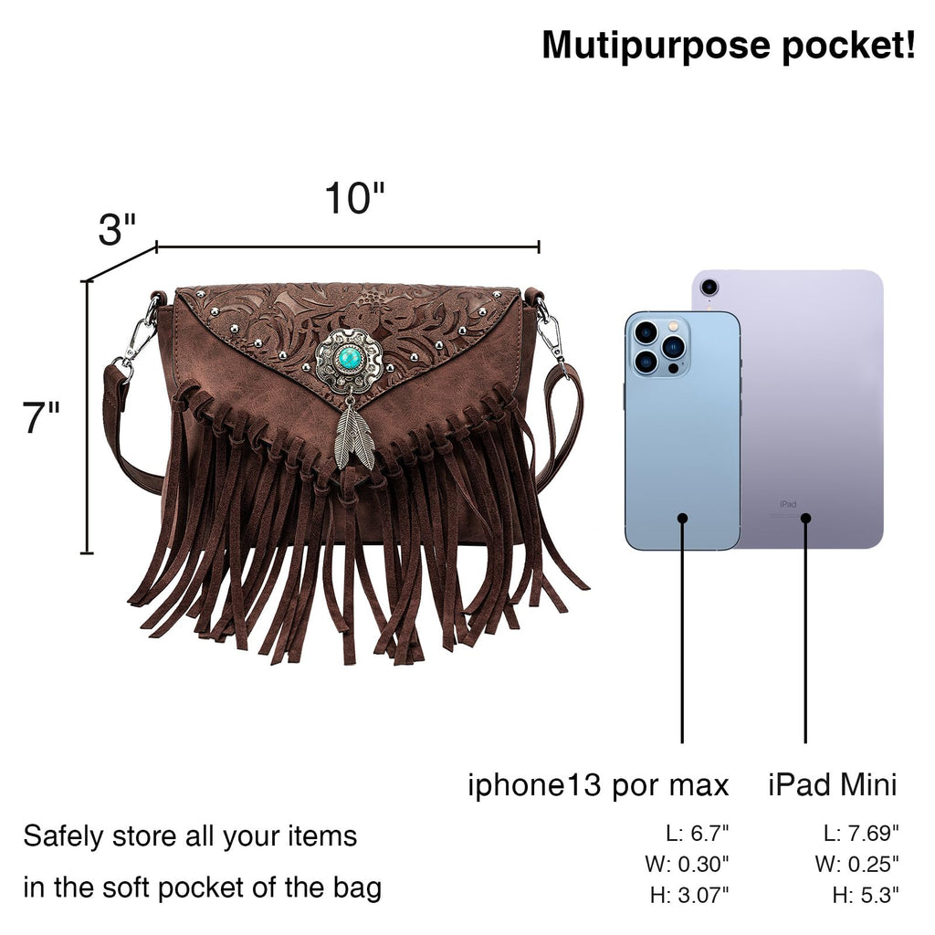 Small Turquoise Fringe Crossbody Handbag Y8124