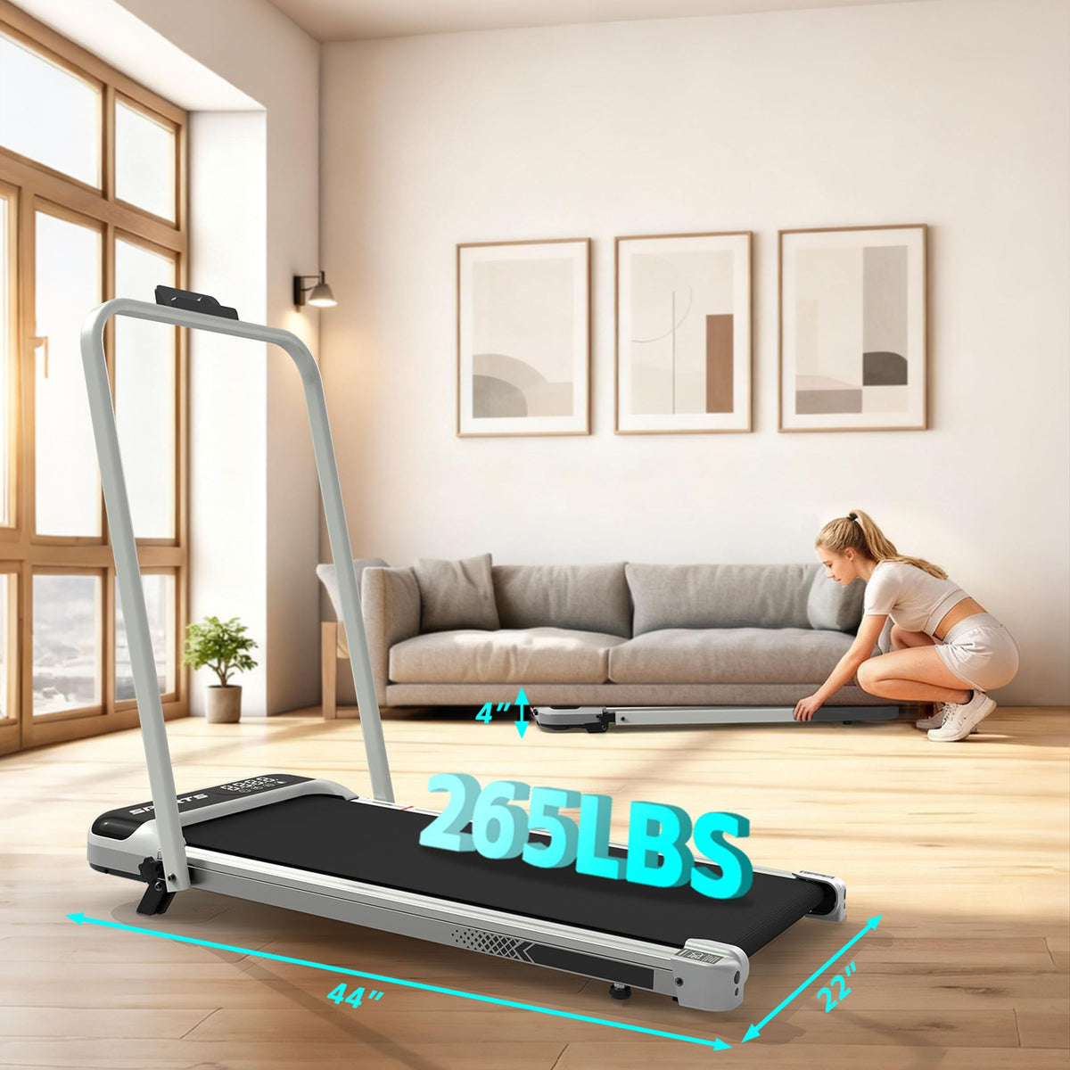 3 in 1 Compact Under Desk Treadmill with Handle Bar P638241