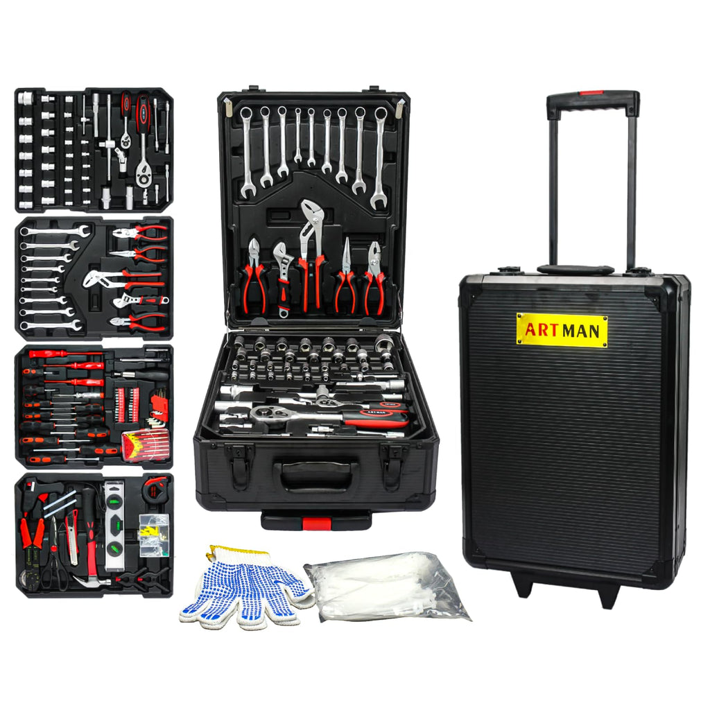 899 PCS Home Auto Repair Tool Kit with Rolling Tool Box U830