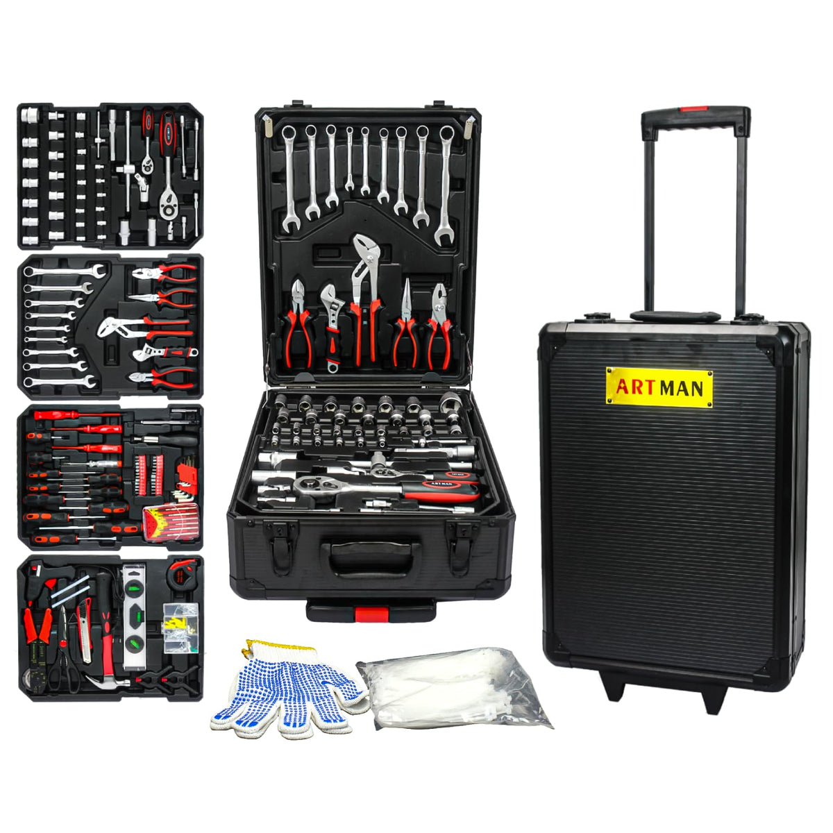 899 PCS Home Auto Repair Tool Kit with Rolling Tool Box U830