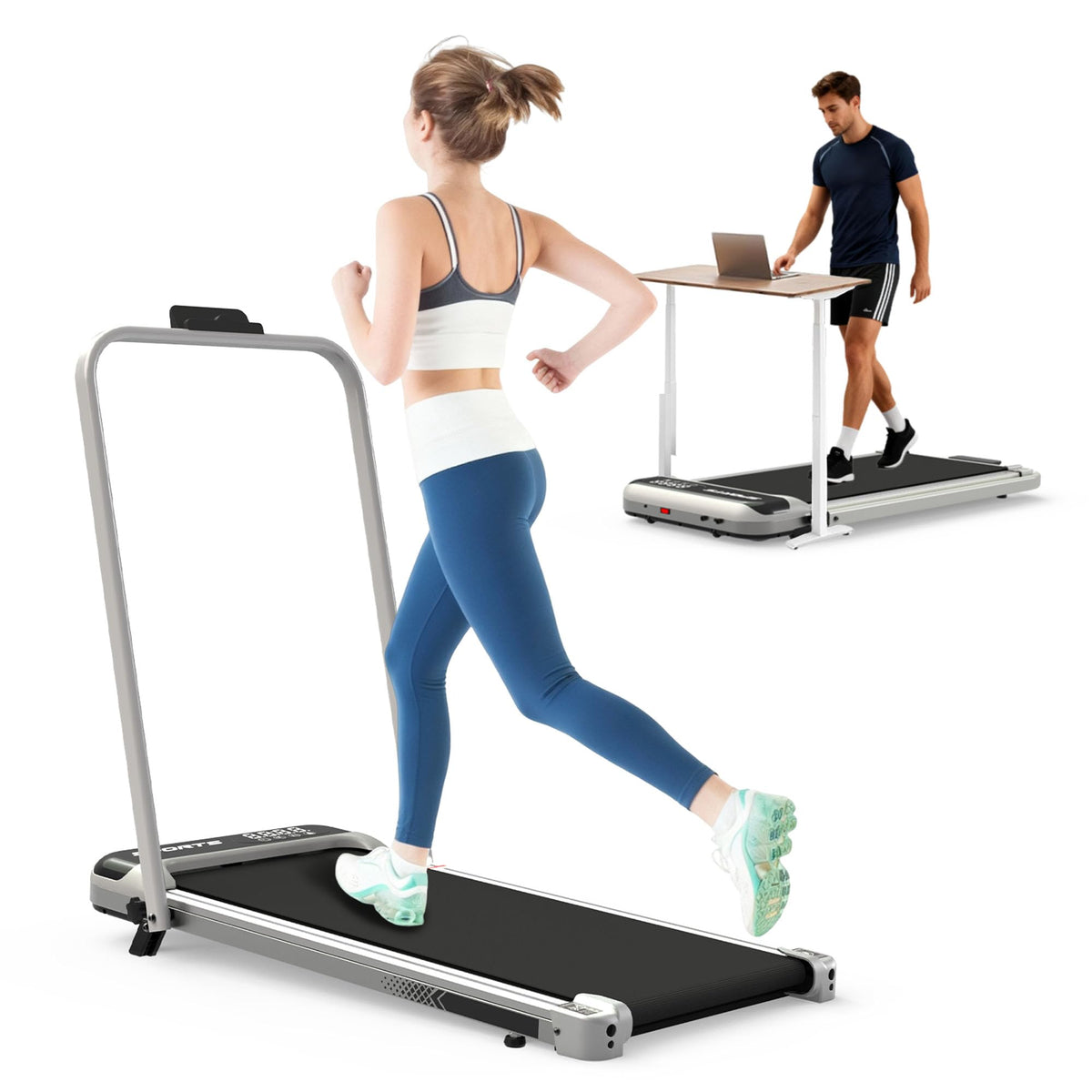 3 in 1 Compact Under Desk Treadmill with Handle Bar P638241
