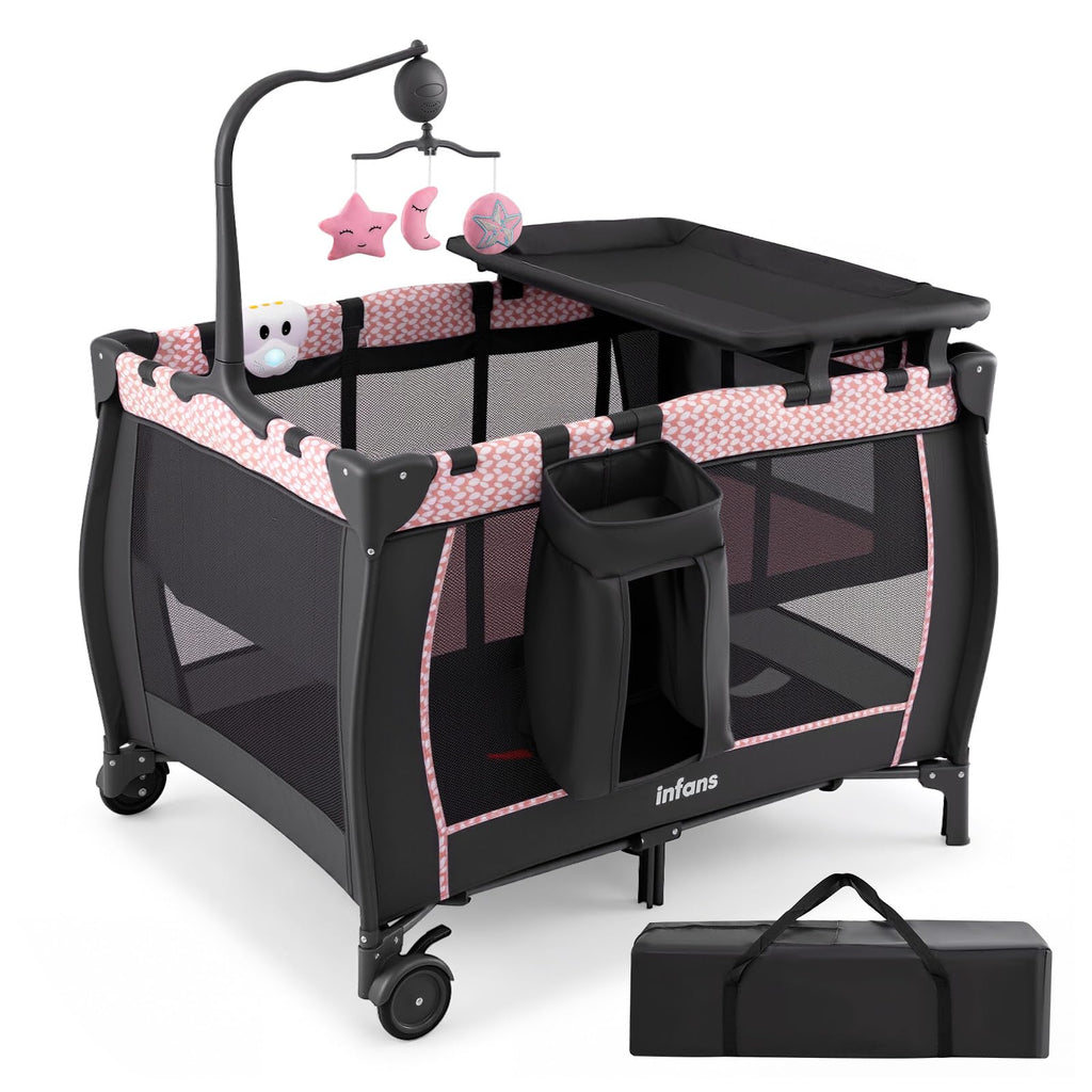 3 in 1 Pack and Play with Bassinet, Changing Table, Storage N34530
