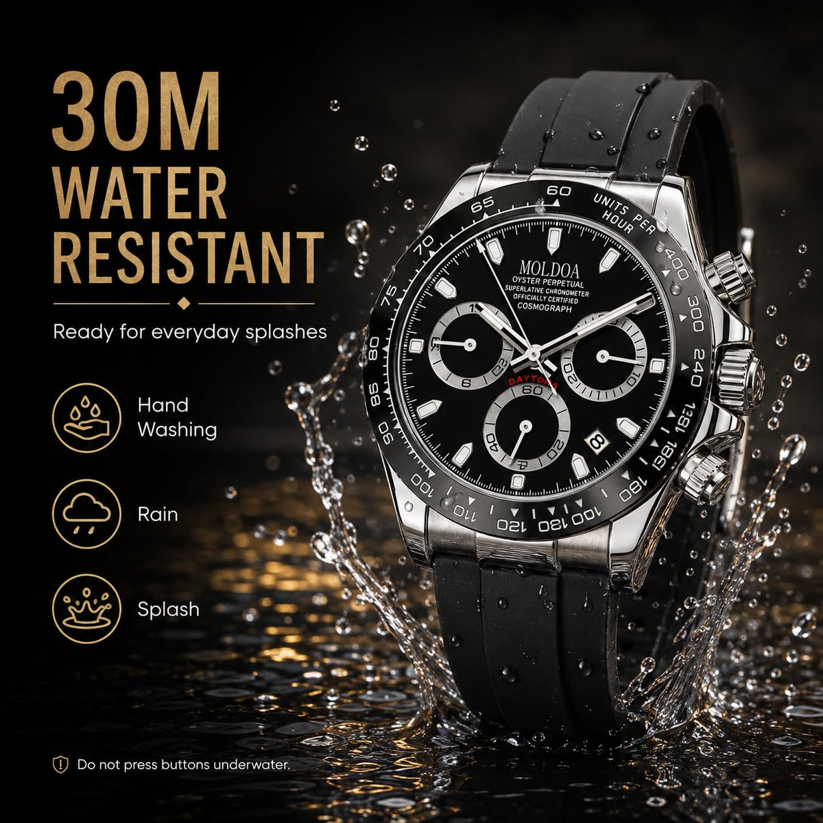 Men's Analog Quartz Chronograph Waterproof Silicone Strap Watch Q7927