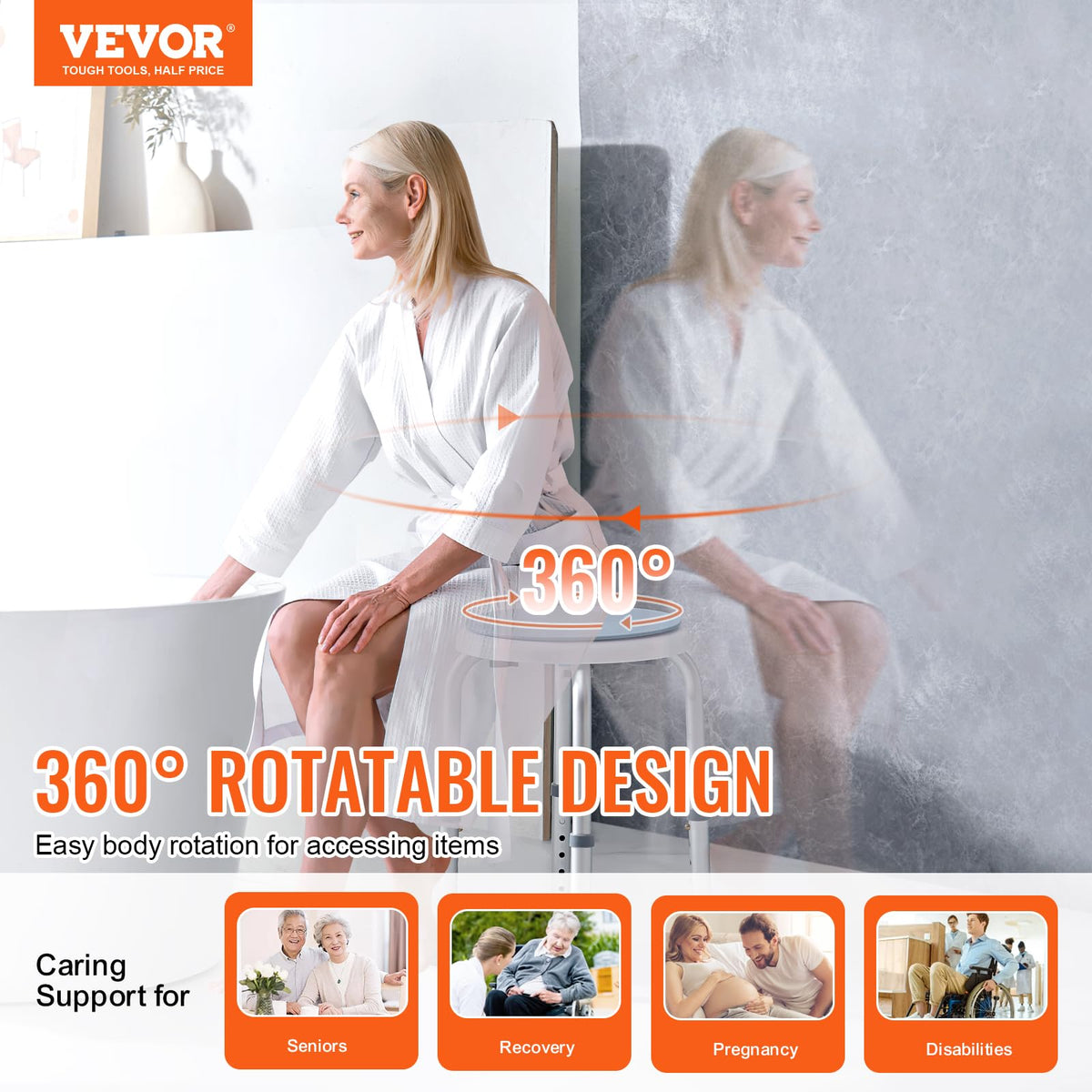 Adjustable Non-Slip Shower Chair 300 lbs Capacity I189002