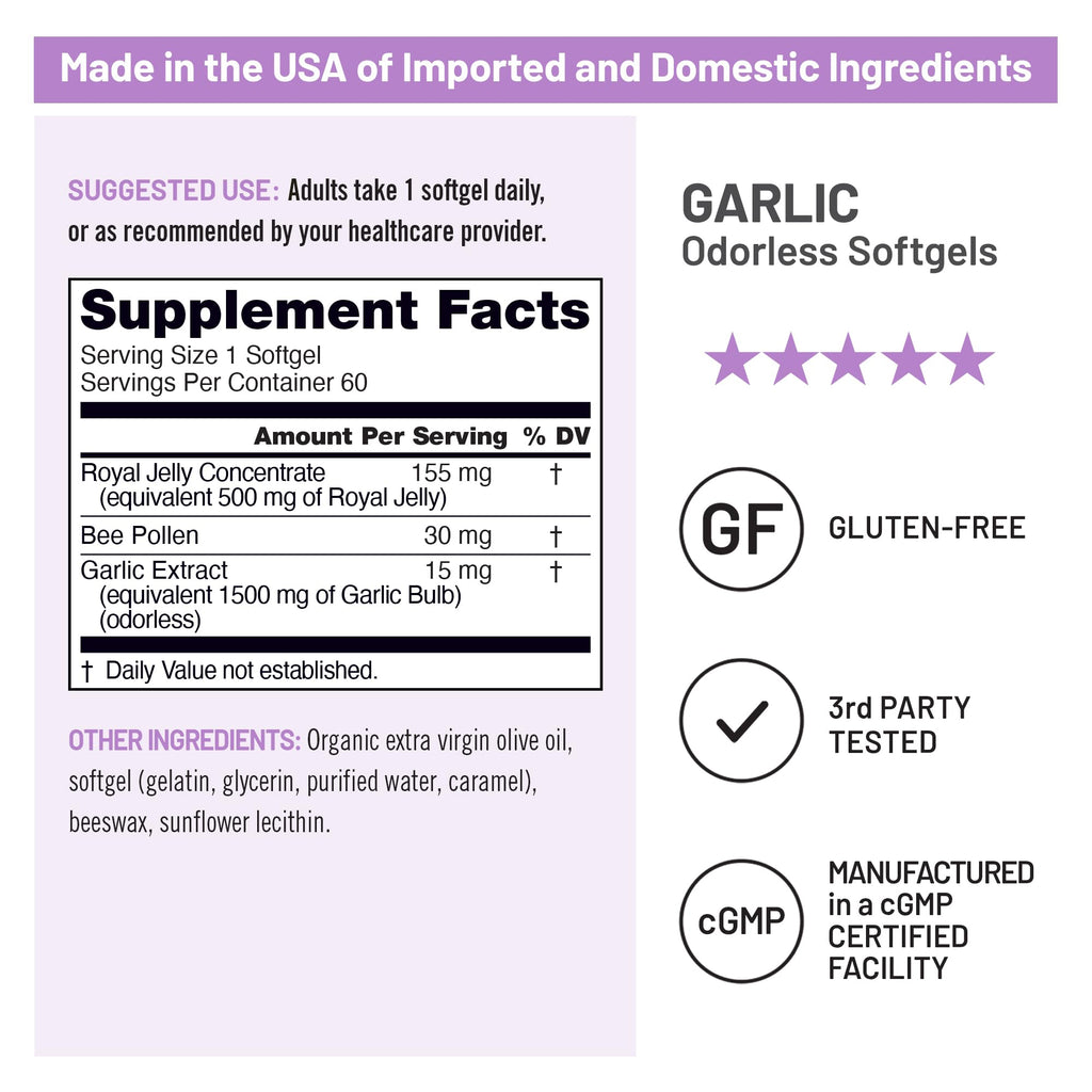Odorless Garlic Softgels with Royal Jelly & Pollen H56838