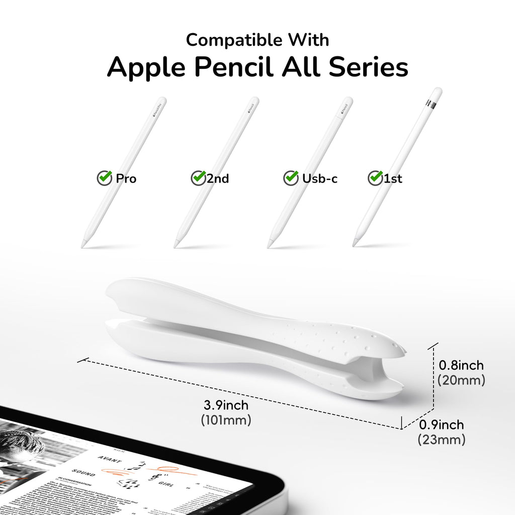 Compatible with Apple Pencil Pro 1st/2nd Generation USB-C Silicone Sleeve White Z892