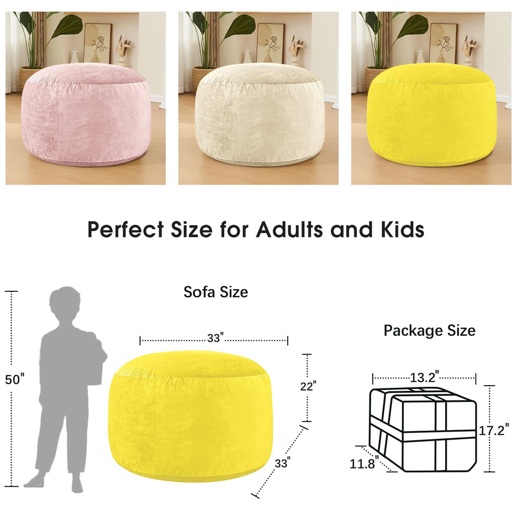 Yellow 3 ft Memory Foam Bean Bag Chair R3969