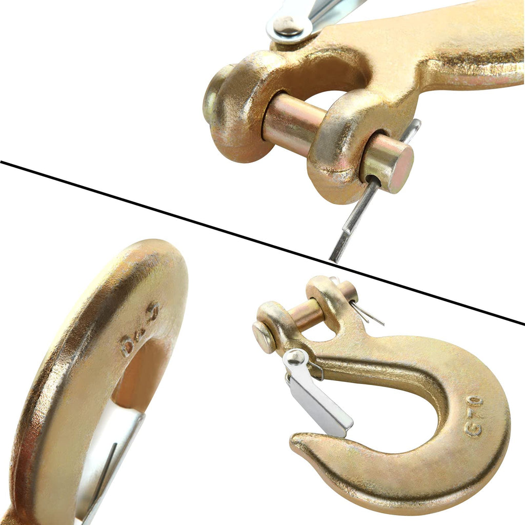 3/8 Inch Heavy Duty Forged Steel Clevis Slip Hook with Latch, 4 Pack Z52487