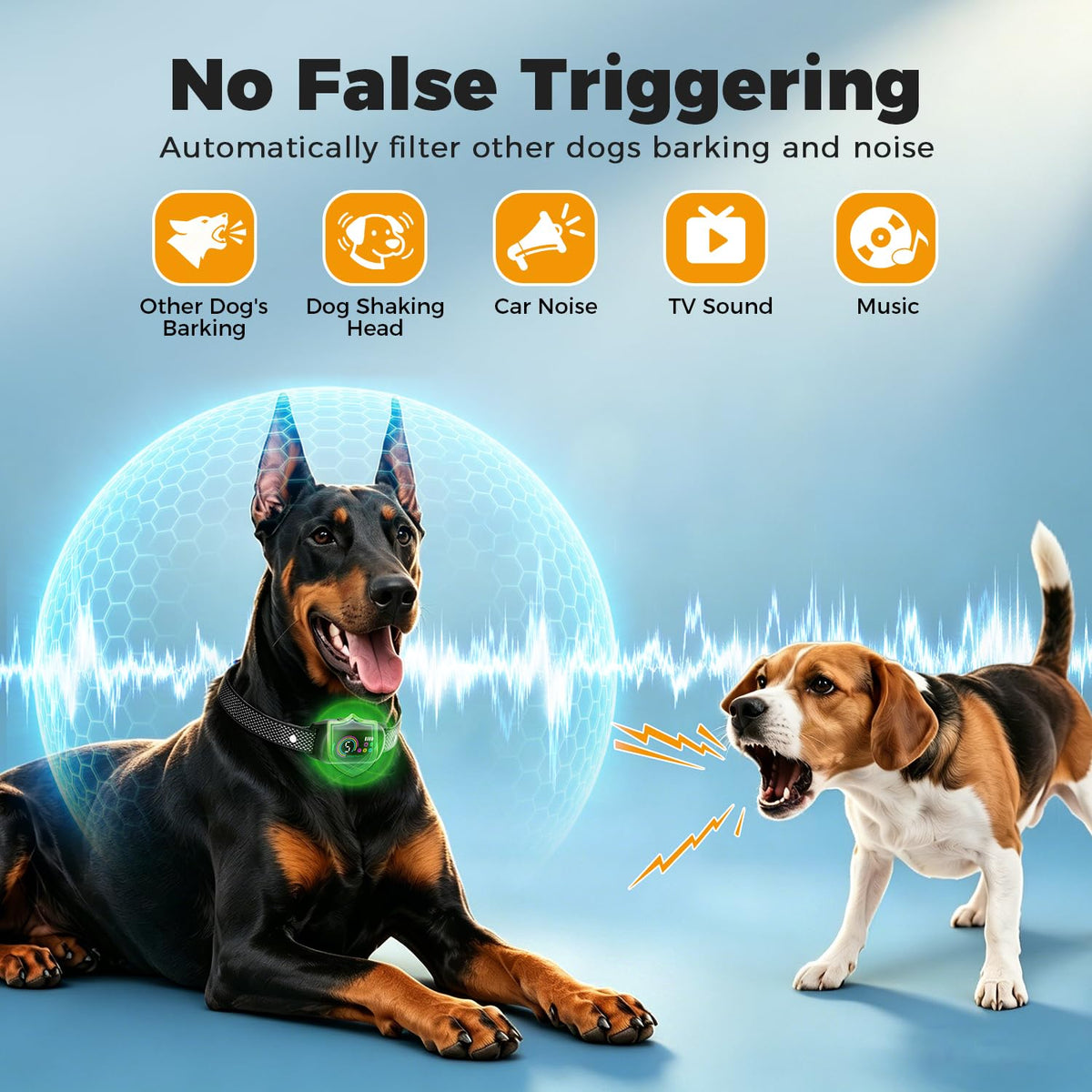 2 Pack Bark Collar with 5 Modes Q235