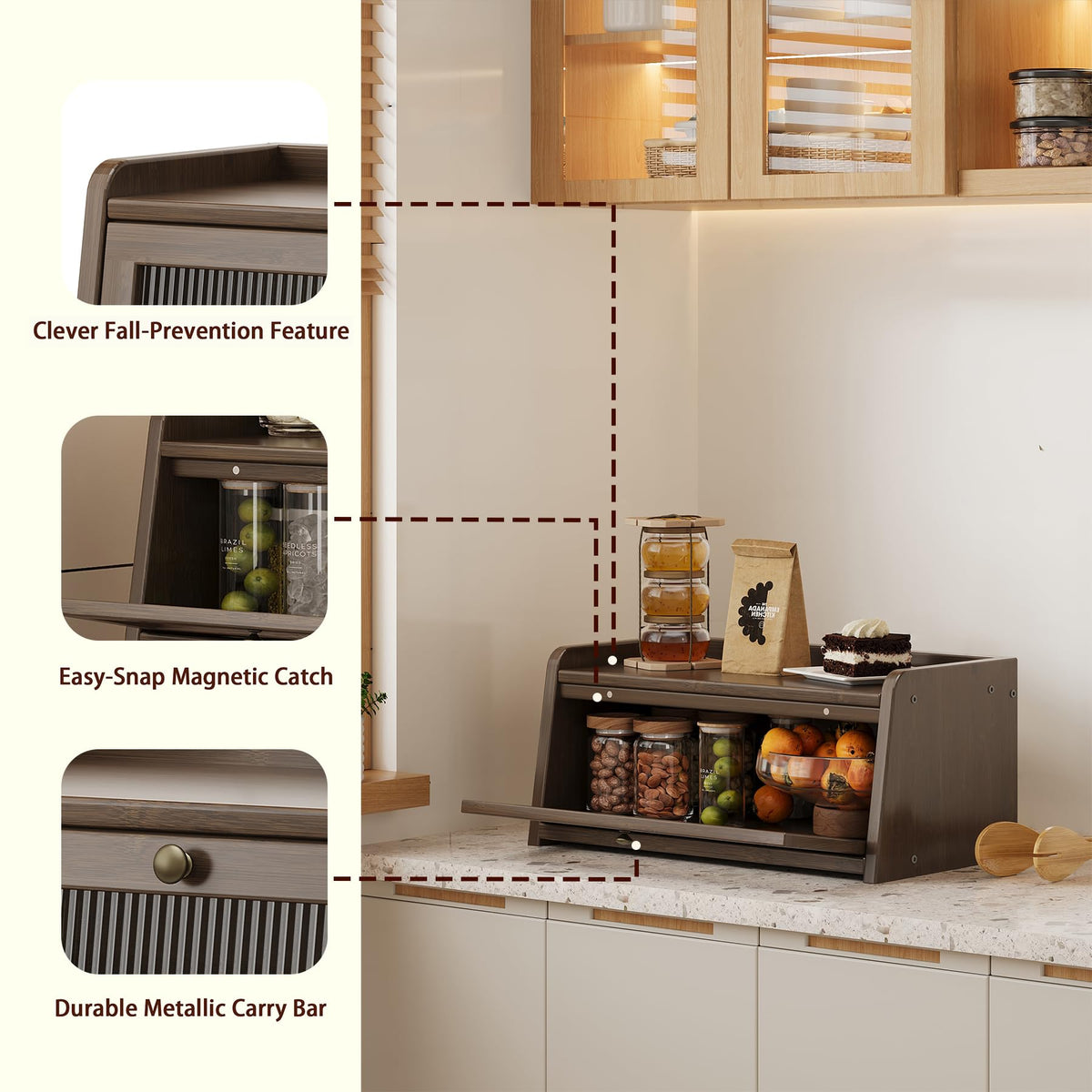 Bamboo Bread Box with Window S4001