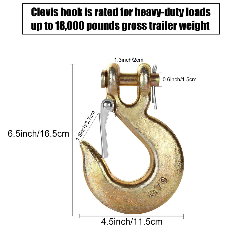 3/8 Inch Heavy Duty Forged Steel Clevis Slip Hook with Latch, 4 Pack Z52487