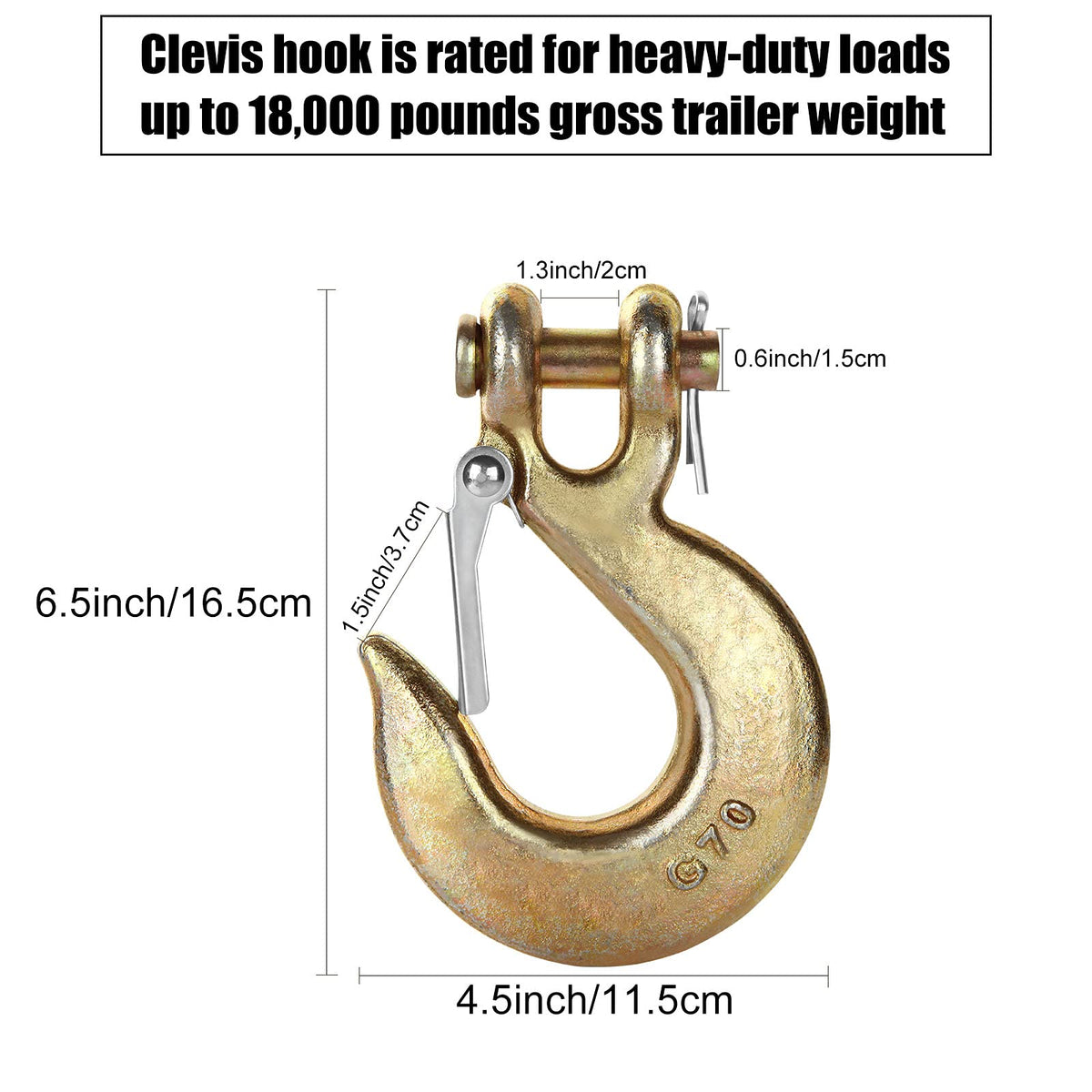 3/8 Inch Heavy Duty Forged Steel Clevis Slip Hook with Latch, 4 Pack Z52487