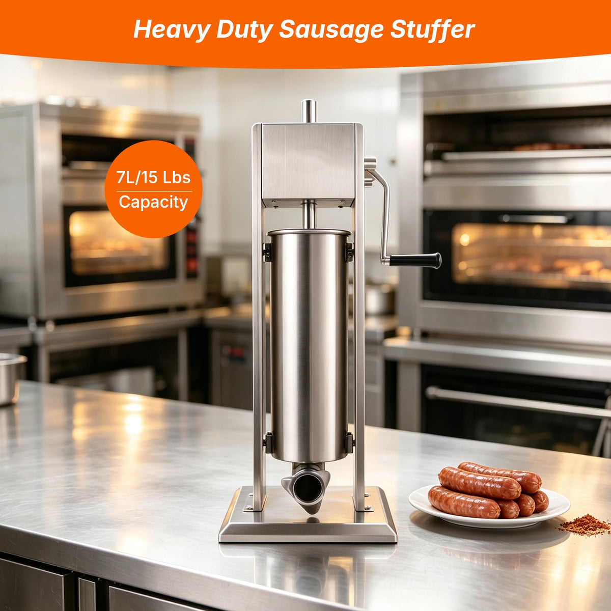 Stainless Steel Vertical Sausage Stuffer 15Lb I3932