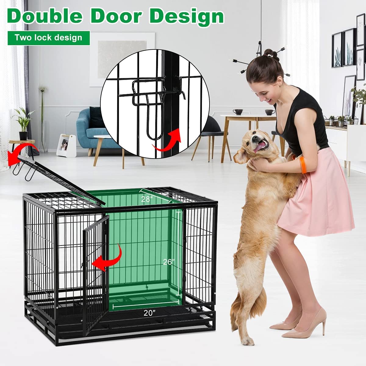48 inch XXL Heavy Duty Dog Kennel with Wheels B929417