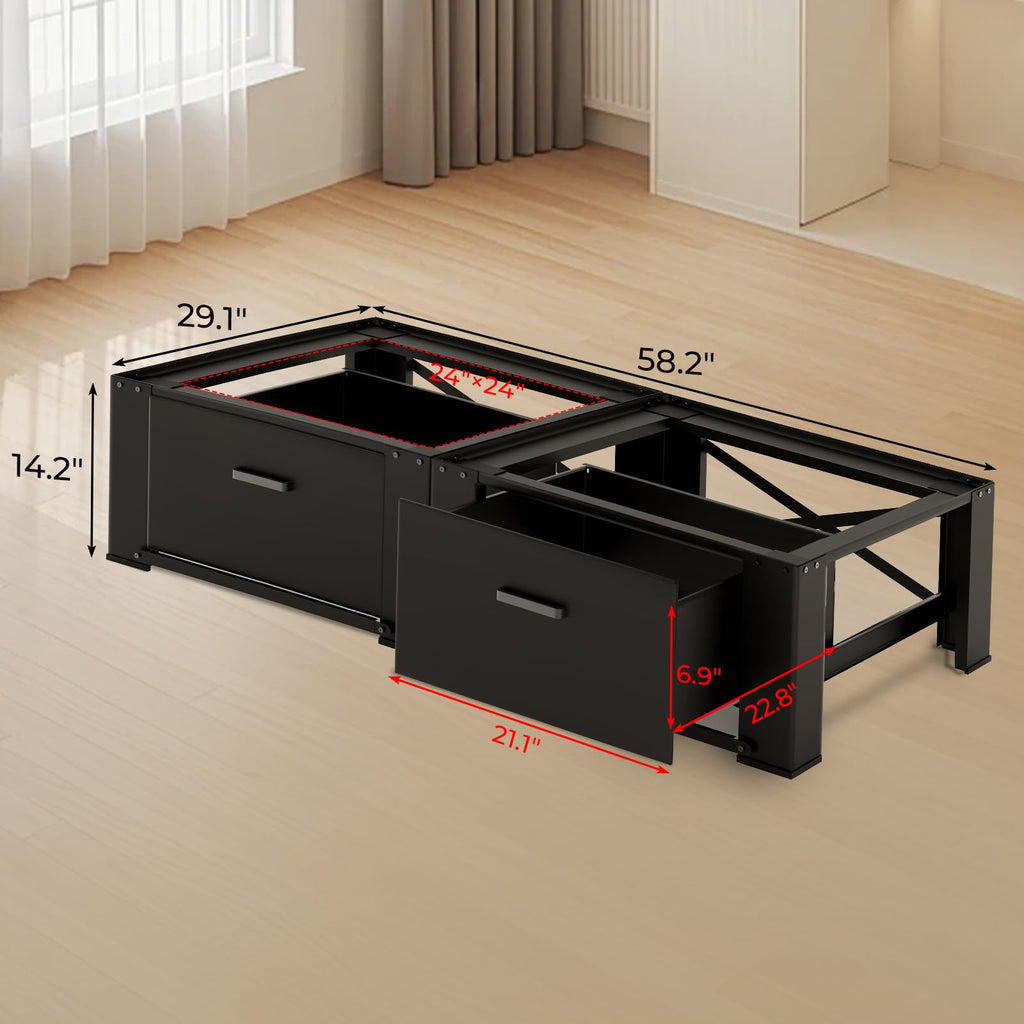 29" Washer and Dryer Pedestals with Drawer Set of 2 Black F69998