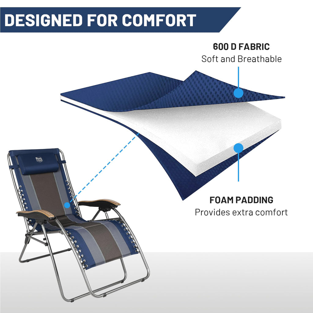 Oversized Zero Gravity Padded Reclining Lounge Chair with Cup Holder 350 lbs O561433