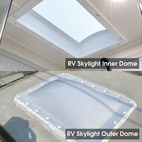 18" x 26" RV Shower Skylight Cover Outer Dome with Inner Dome and Sealant, White T605