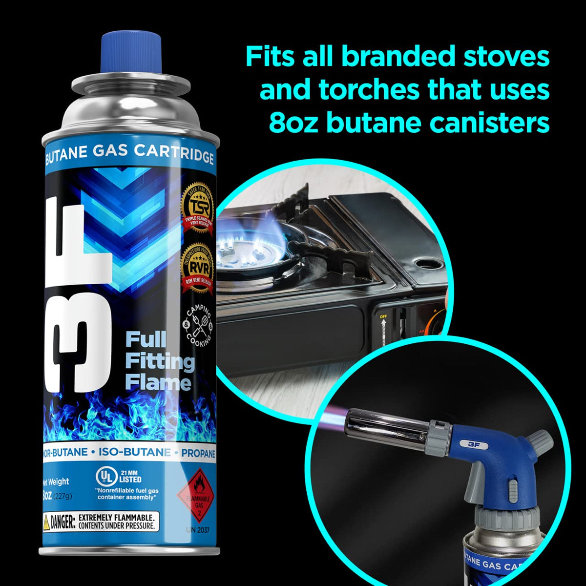 Butane Fuel Canister 8oz 4 Pack O547237