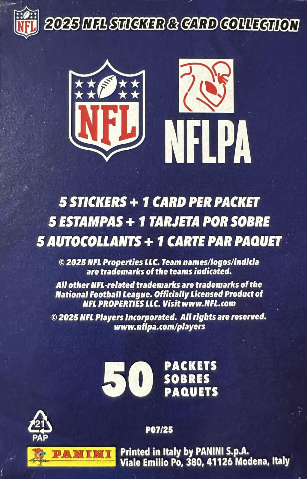 Football Sticker Collection Unopened Box with 50 Packs P5033