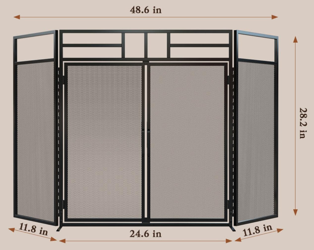 3-Panel Magnetic Fireplace Screen Wrought Iron Spark Guard K46639