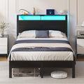 Full Size Metal Bed Frame with Storage Headboard R9224