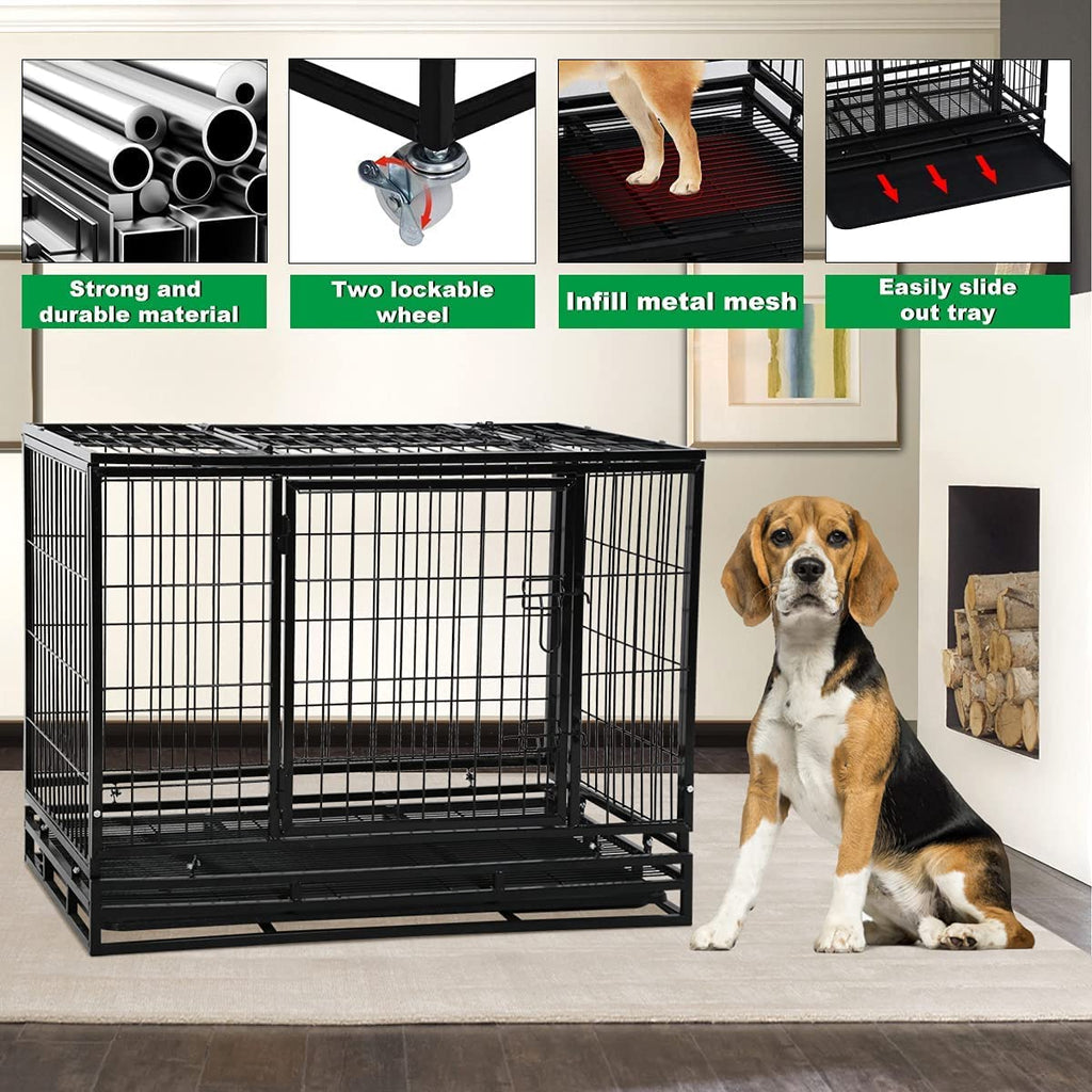 48 inch XXL Heavy Duty Dog Kennel with Wheels B929417