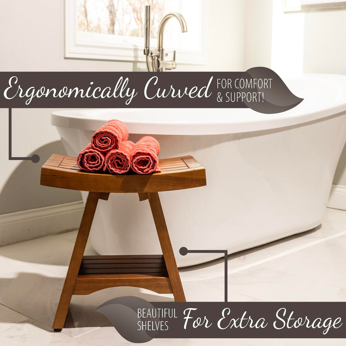 Teak Shower Bench 18 Inches J944