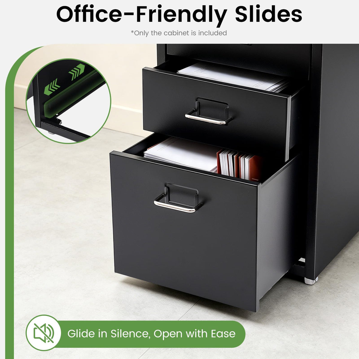 Black 3-Drawer Metal File Cabinet F87000