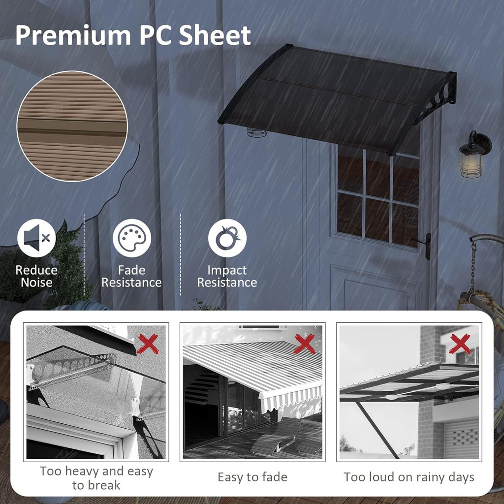 46”x38” UPF 50+ Polycarbonate Window Door Awning T6786