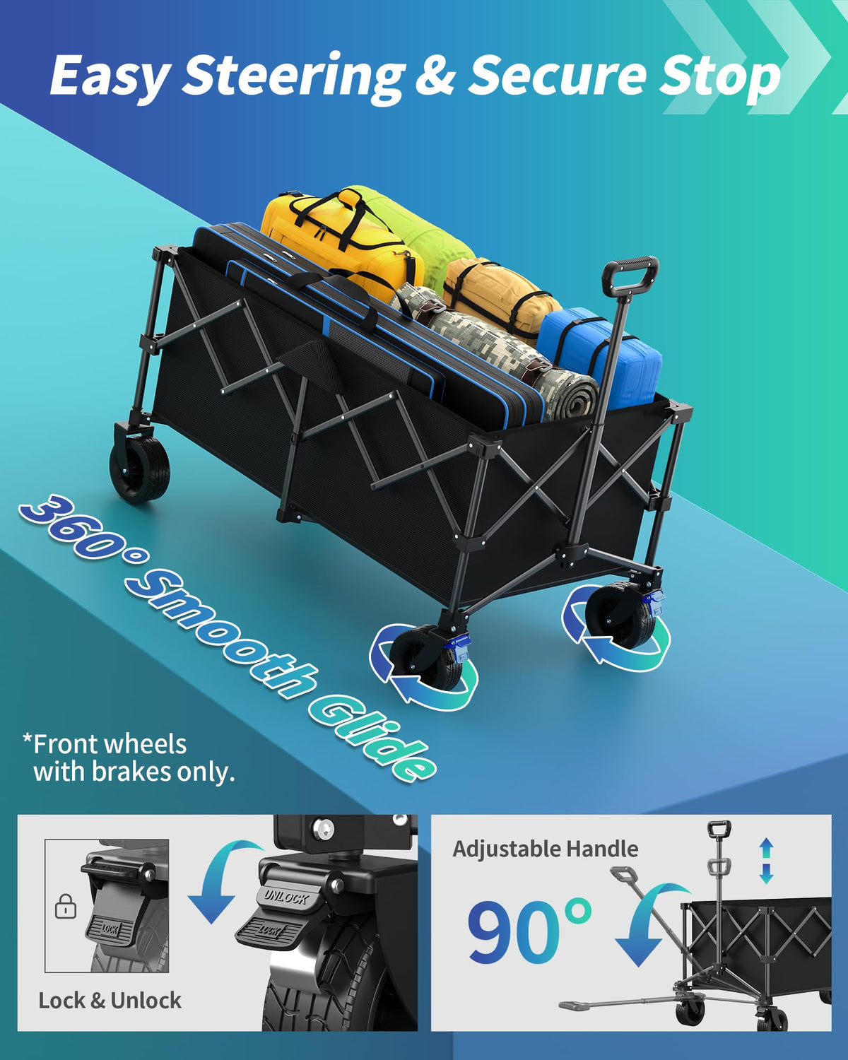45.5" L Collapsible Wagon with Wheels S9672