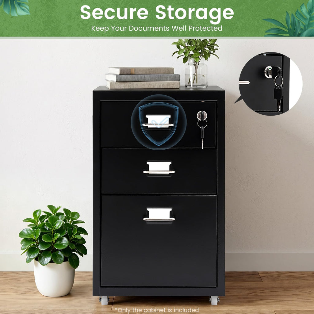 Black 3-Drawer Metal File Cabinet F87000