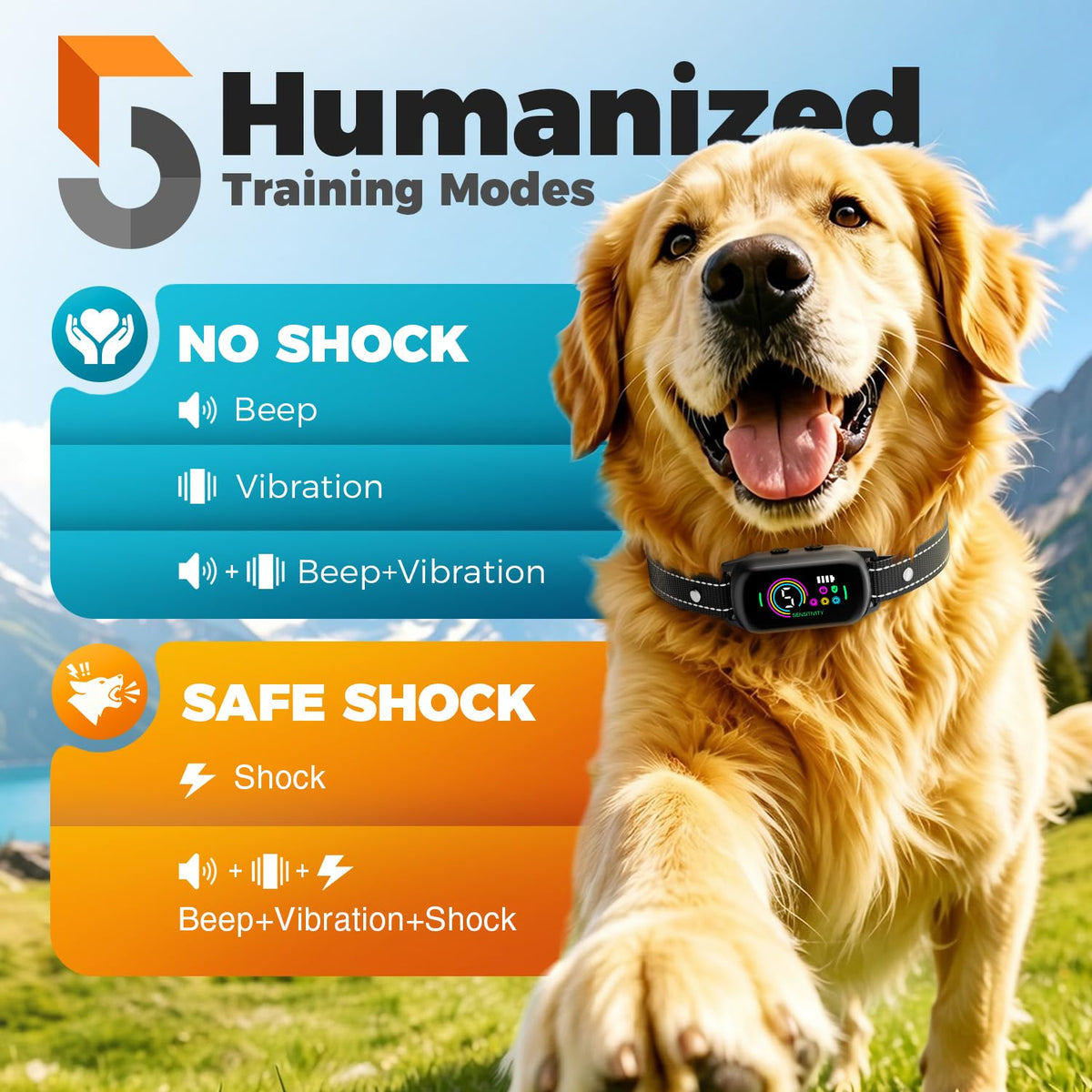 2 Pack Bark Collar with 5 Modes Q235