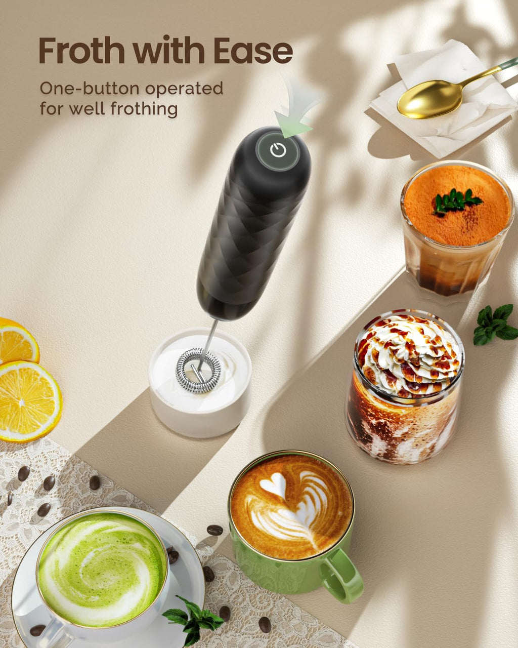 Rechargeable Milk Frother with Detachable Wand F133