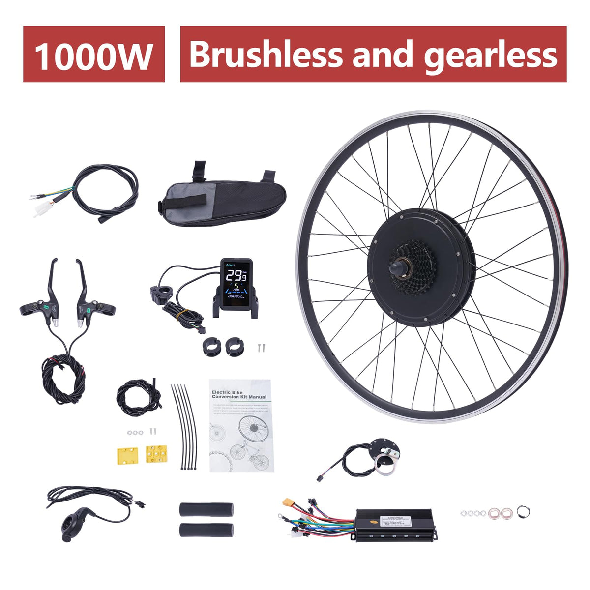 28"/29" Rear Wheel 48V 1000W Electric Bike Conversion Kit with LCD Display Y9365