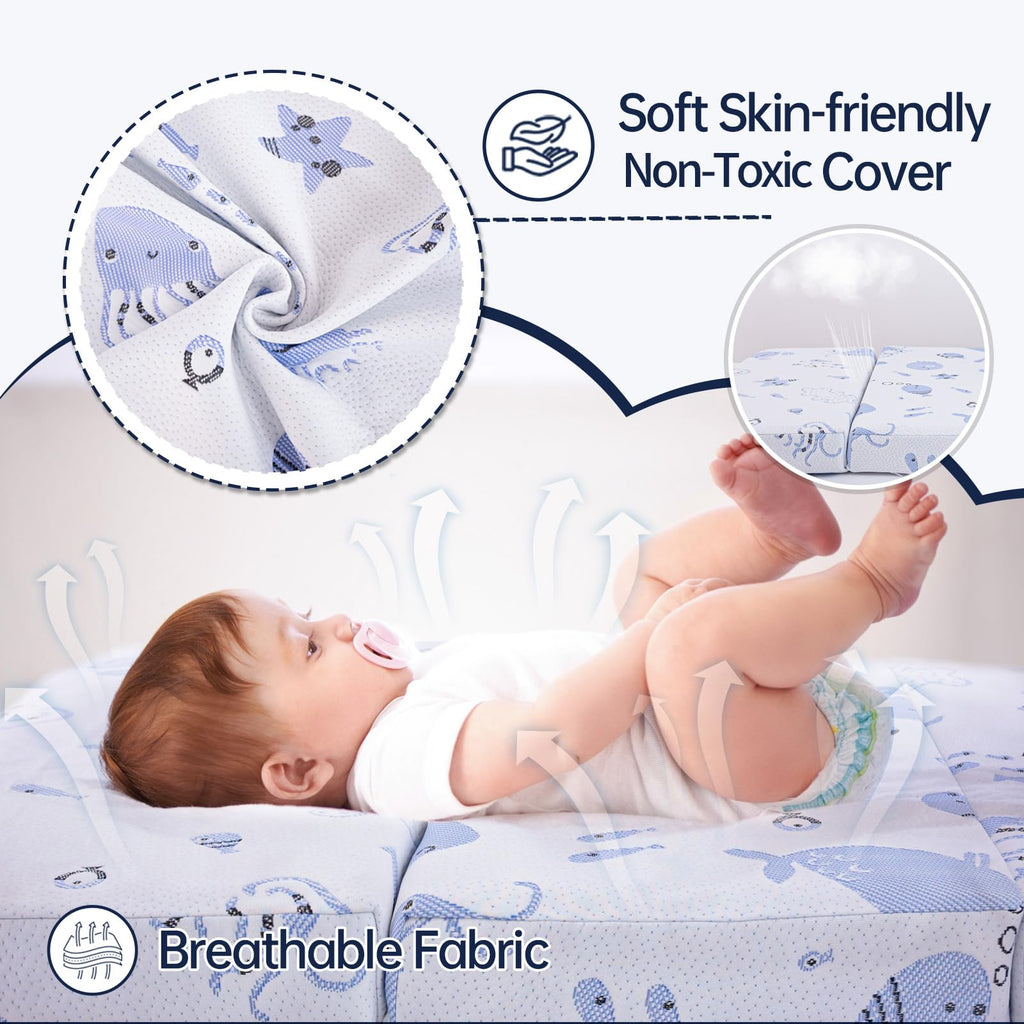 Dual Sided Soft & Firm Memory Foam Trifold Pack and Play Mattress Y69399