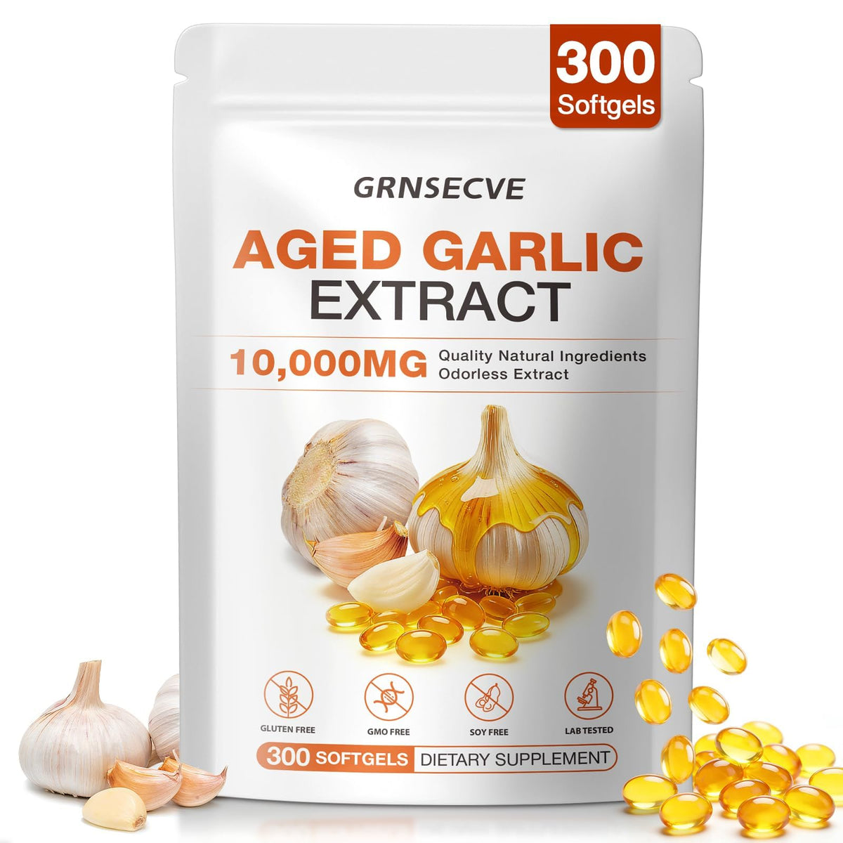 Odorless Garlic Capsules 10,000mg 300 Softgels X749