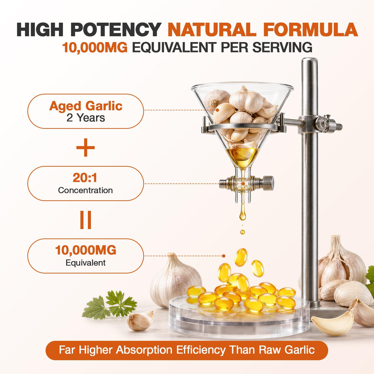 Odorless Garlic Capsules 10,000mg 300 Softgels X749
