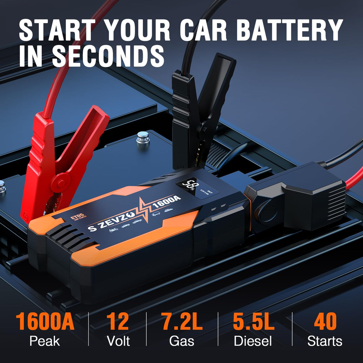 1600A Peak Portable Jump Starter N39233