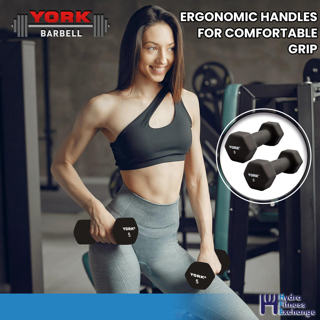 Neoprene Hexagon Dumbbells with Cast Ergo Handle, 10lb Pack of 4 Y626183