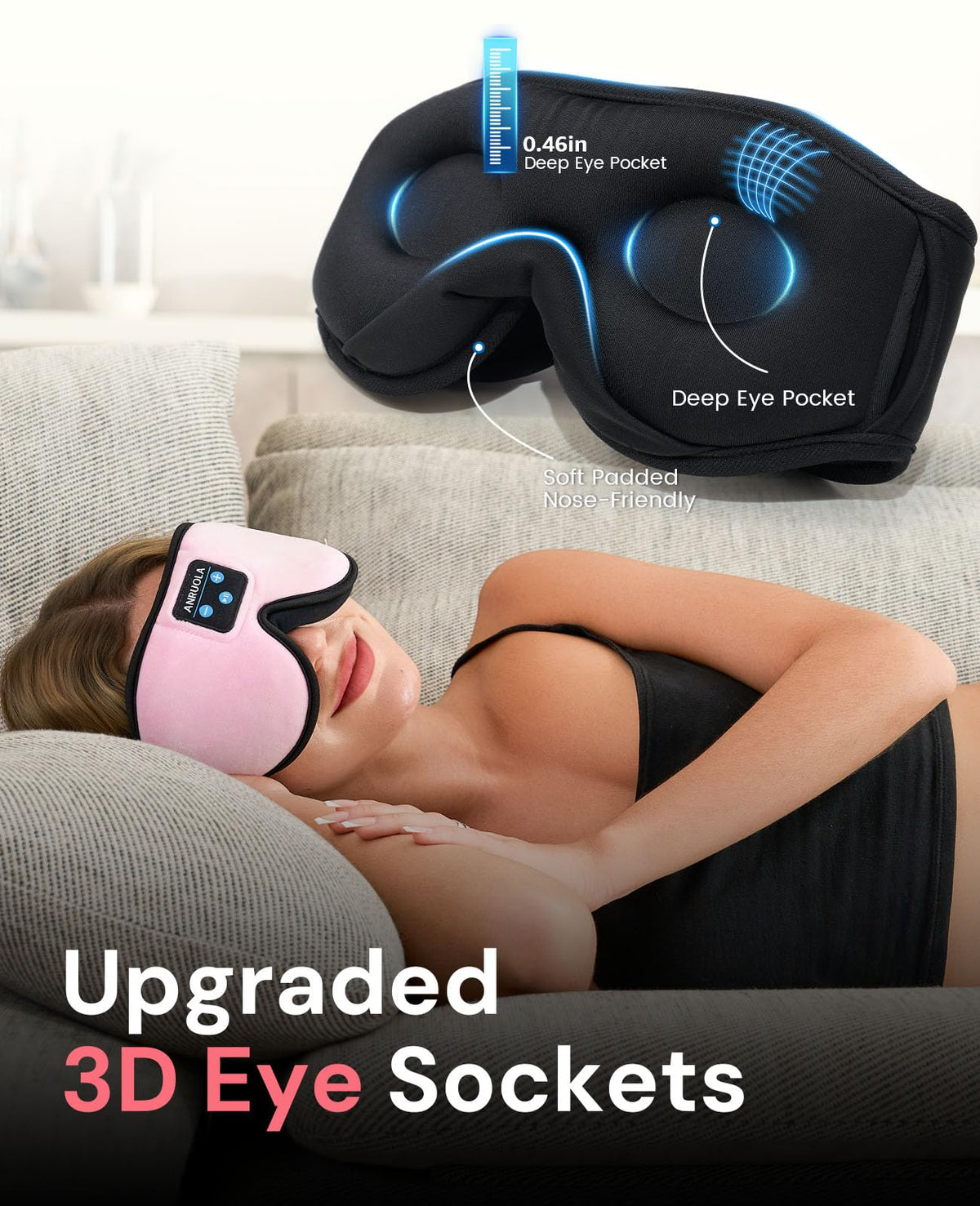 Bluetooth Sleep Mask with Wireless Headphones R404649