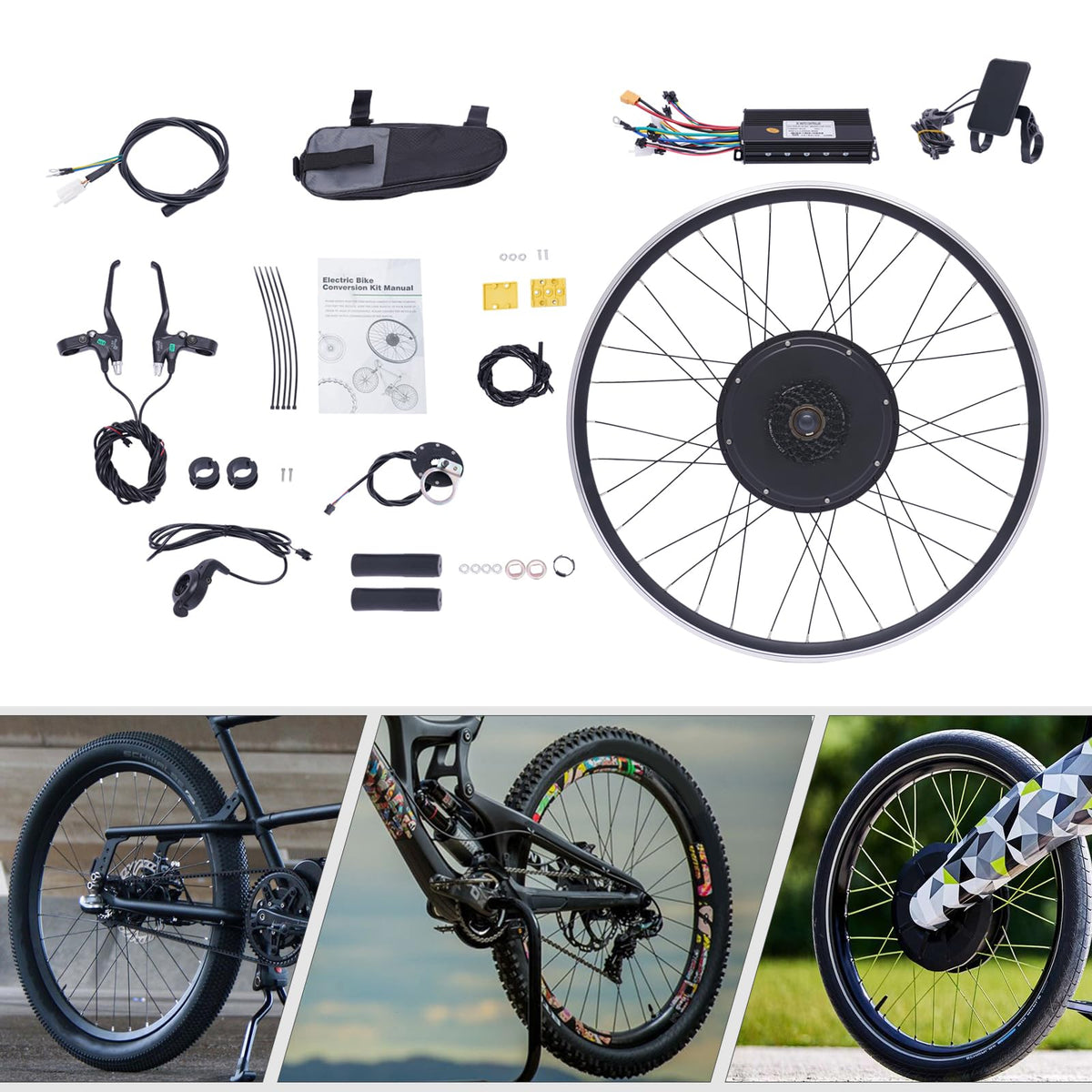28"/29" Rear Wheel 48V 1000W Electric Bike Conversion Kit with LCD Display Y9365